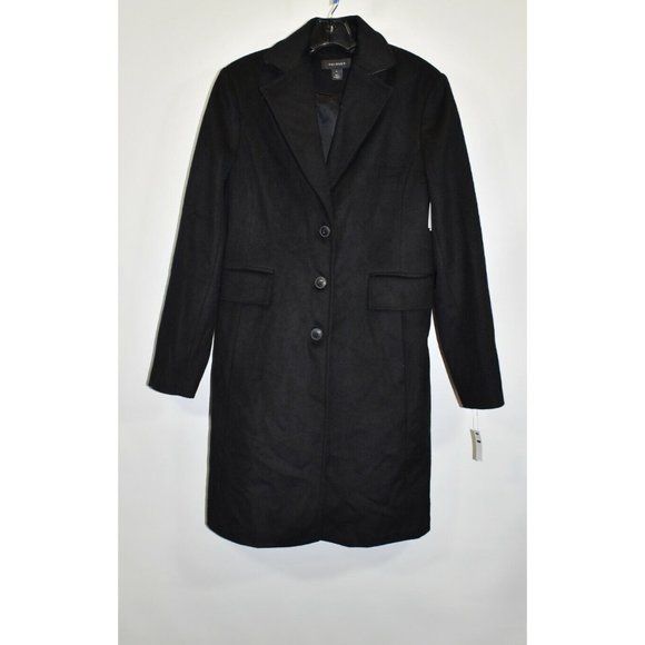 NEW $320 HALOGEN WOOL BLEND Notch Collar TAILORED TRENCH COAT WINTER BLACK - Picture 7 of 11
